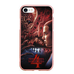 Чехол iPhone 7/8 матовый Vecna vs Eleven Stranger Things 4, цвет: 3D-светло-розовый