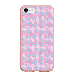 Чехол iPhone 7/8 матовый Паттерн черепов животных, цвет: 3D-светло-розовый