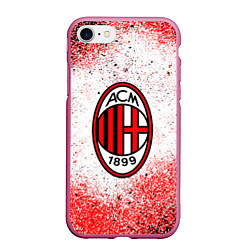 Чехол iPhone 7/8 матовый Ac milan красно черные брызги, цвет: 3D-малиновый