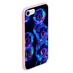 Чехол iPhone 7/8 матовый Неоновые сюрреалистичные пузыри - Синий, цвет: 3D-светло-розовый — фото 2