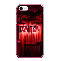 Чехол iPhone 7/8 матовый Неоновая надпись и бар - Красный, цвет: 3D-малиновый