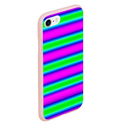 Чехол iPhone 7/8 матовый Зеленый и фиолетовые яркие неоновые полосы striped, цвет: 3D-светло-розовый — фото 2