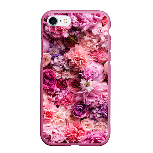 Чехол iPhone 7/8 матовый BOUQUET OF VARIOUS FLOWERS / 3D-Малиновый – фото 1