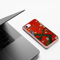 Чехол iPhone 7/8 матовый Птица на ветвях сакуры, цвет: 3D-светло-розовый — фото 2