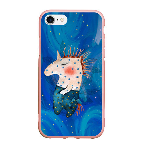 Чехол iPhone 7/8 матовый Конь в звездочках / 3D-Светло-розовый – фото 1
