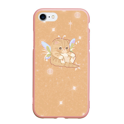 Чехол iPhone 7/8 матовый Котёнок с крыльями / 3D-Светло-розовый – фото 1