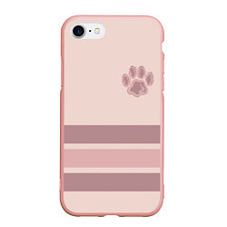 Чехол iPhone 7/8 матовый Коричневые полосы на кремовом фоне stripes cream c, цвет: 3D-светло-розовый