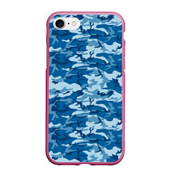 Чехол iPhone 7/8 матовый Камуфляж морской, цвет: 3D-малиновый
