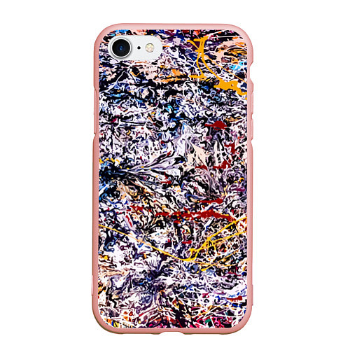 Чехол iPhone 7/8 матовый Холст забрызганный краской Fashion trend / 3D-Светло-розовый – фото 1