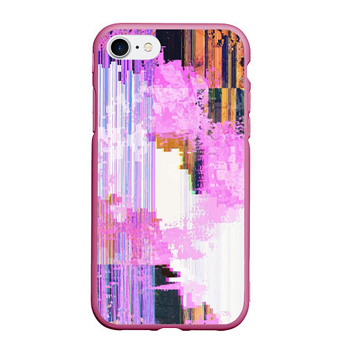 Чехол iPhone 7/8 матовый Glitch art Fashion trend / 3D-Малиновый – фото 1