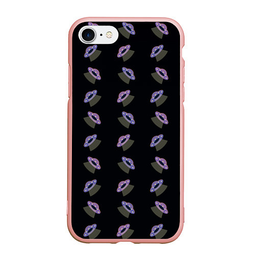 Чехол iPhone 7/8 матовый Летающие тарелки / 3D-Светло-розовый – фото 1