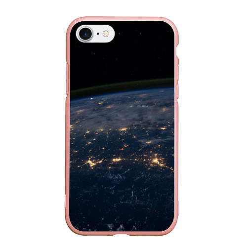 Чехол iPhone 7/8 матовый Земля из космоса - Жёлтый / 3D-Светло-розовый – фото 1