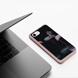 Чехол iPhone 7/8 матовый Фламинго - вода, цвет: 3D-светло-розовый — фото 2