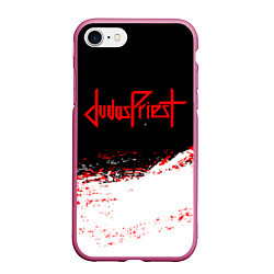 Чехол iPhone 7/8 матовый Judas Priest текстура, цвет: 3D-малиновый