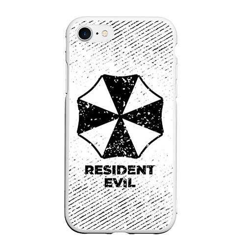 Чехол iPhone 7/8 матовый Resident Evil с потертостями на светлом фоне / 3D-Белый – фото 1