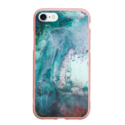 Чехол iPhone 7/8 матовый Абстрактные краски на холсте - Голубой, цвет: 3D-светло-розовый