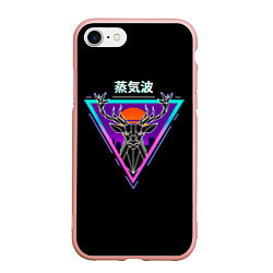Чехол iPhone 7/8 матовый Неоновый Олень Иероглифы, цвет: 3D-светло-розовый