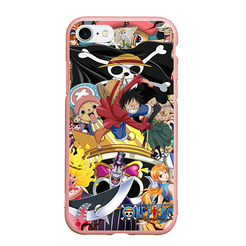 Чехол iPhone 7/8 матовый One Pieceгерои / 3D-Светло-розовый – фото 1