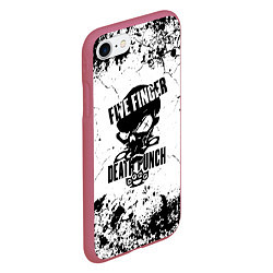 Чехол iPhone 7/8 матовый Five Finger Death Punch - мелкие трещины, цвет: 3D-малиновый — фото 2