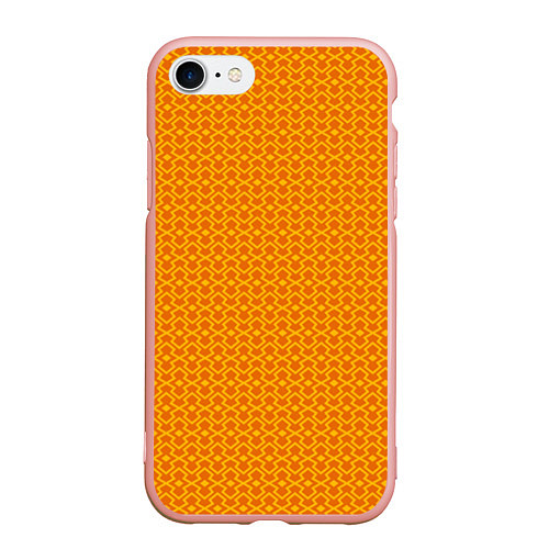 Чехол iPhone 7/8 матовый Оранжевые классические узоры / 3D-Светло-розовый – фото 1