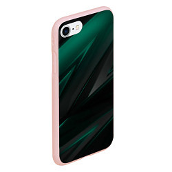 Чехол iPhone 7/8 матовый Бирюзовый черный фон, цвет: 3D-светло-розовый — фото 2