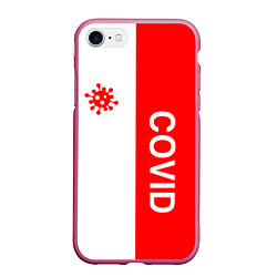 Чехол iPhone 7/8 матовый COVID - ВИРУС, цвет: 3D-малиновый