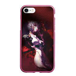 Чехол iPhone 7/8 матовый Рей Аянами- девушка с сиреневыми волосами, цвет: 3D-малиновый