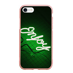 Чехол iPhone 7/8 матовый Неоновая надпись во тьме: Наслаждайся - Зелёный, цвет: 3D-светло-розовый
