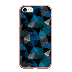 Чехол iPhone 7/8 матовый Сине-черный геометрический, цвет: 3D-светло-розовый