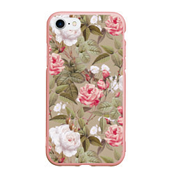 Чехол iPhone 7/8 матовый Белые и Красные Розы, цвет: 3D-светло-розовый