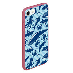 Чехол iPhone 7/8 матовый Жители океанских глубин, цвет: 3D-малиновый — фото 2