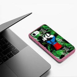 Чехол iPhone 7/8 матовый Русский кулак - триколор, цвет: 3D-малиновый — фото 2