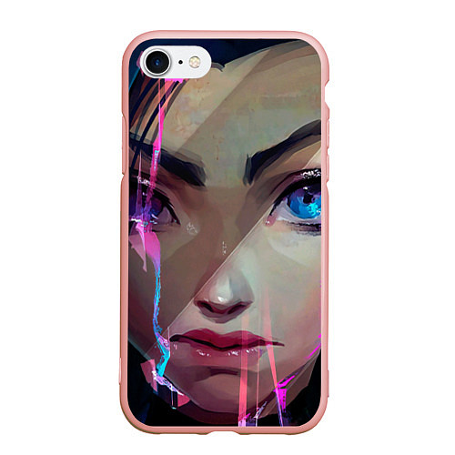 Чехол iPhone 7/8 матовый Jinx портрет - Аркейн League of legends / 3D-Светло-розовый – фото 1