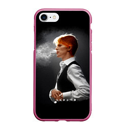Чехол iPhone 7/8 матовый David Bowie - Thin White Duke, цвет: 3D-малиновый
