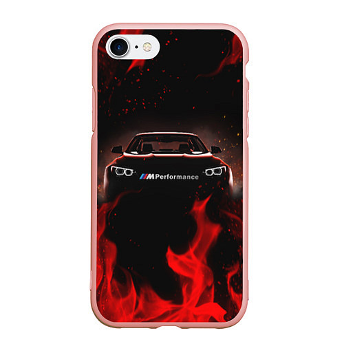 Чехол iPhone 7/8 матовый Огненная БМВ перформанс / 3D-Светло-розовый – фото 1