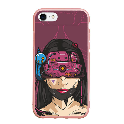 Чехол iPhone 7/8 матовый Кибер-девушка / 3D-Светло-розовый – фото 1