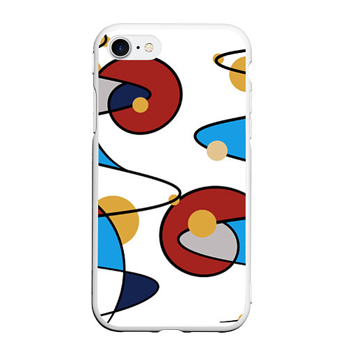 Чехол iPhone 7/8 матовый Абстрактная композиция круги и спирали / 3D-Белый – фото 1