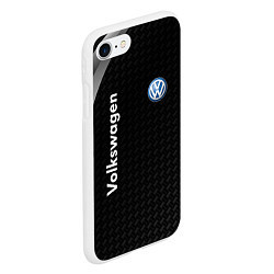 Чехол iPhone 7/8 матовый Volkswagen карбон, цвет: 3D-белый — фото 2
