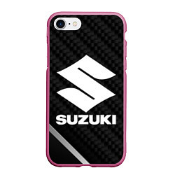 Чехол iPhone 7/8 матовый Suzuki карбон, цвет: 3D-малиновый