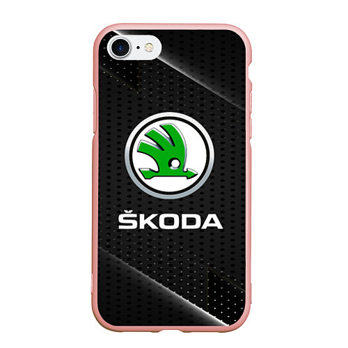 Чехол iPhone 7/8 матовый Skoda Абстракция / 3D-Светло-розовый – фото 1