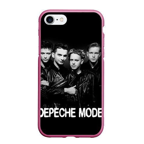 Чехол iPhone 7/8 матовый Depeche Mode - black & white portrait / 3D-Малиновый – фото 1