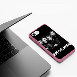 Чехол iPhone 7/8 матовый Depeche Mode - black & white portrait, цвет: 3D-малиновый — фото 2