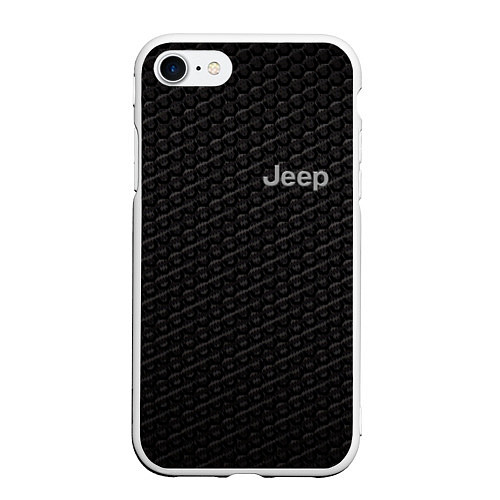 Чехол iPhone 7/8 матовый Jeep карбон / 3D-Белый – фото 1