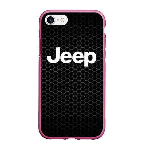 Чехол iPhone 7/8 матовый Jeep Соты / 3D-Малиновый – фото 1