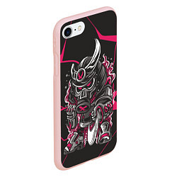 Чехол iPhone 7/8 матовый Скелетон-воин в противогазе, цвет: 3D-светло-розовый — фото 2