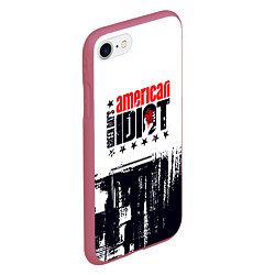 Чехол iPhone 7/8 матовый Green day american idiot - rock, цвет: 3D-малиновый — фото 2