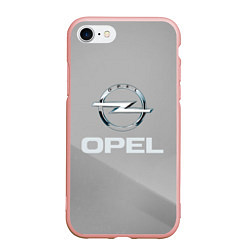 Чехол iPhone 7/8 матовый Opel - серая абстракция, цвет: 3D-светло-розовый