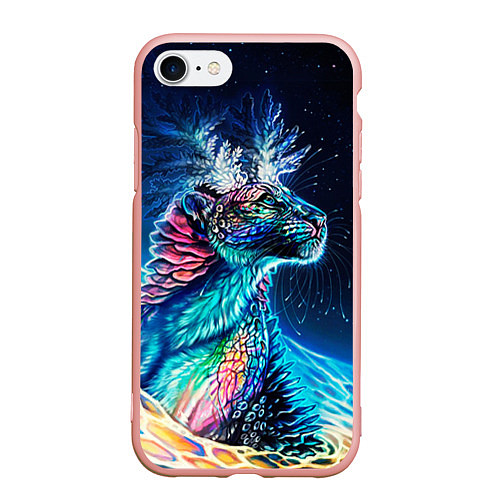 Чехол iPhone 7/8 матовый Неоновый сказочный леопард / 3D-Светло-розовый – фото 1