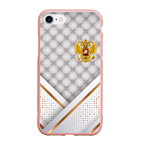Чехол iPhone 7/8 матовый Герб России white gold / 3D-Светло-розовый – фото 1