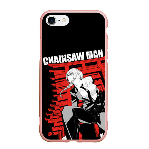 Чехол iPhone 7/8 матовый Chainsaw - Макима / 3D-Светло-розовый – фото 1